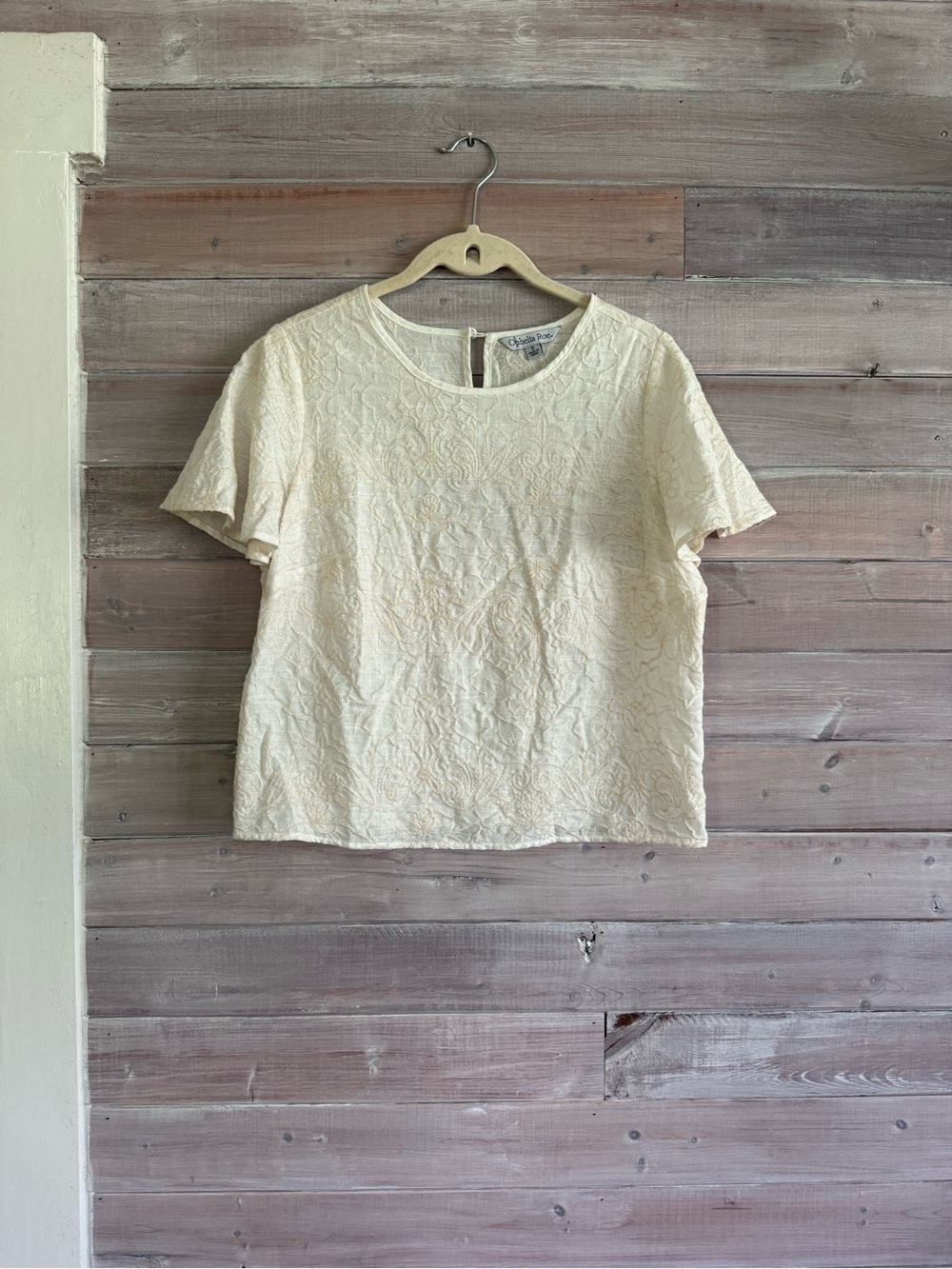 Ophelia Roe cream embroidered top size small